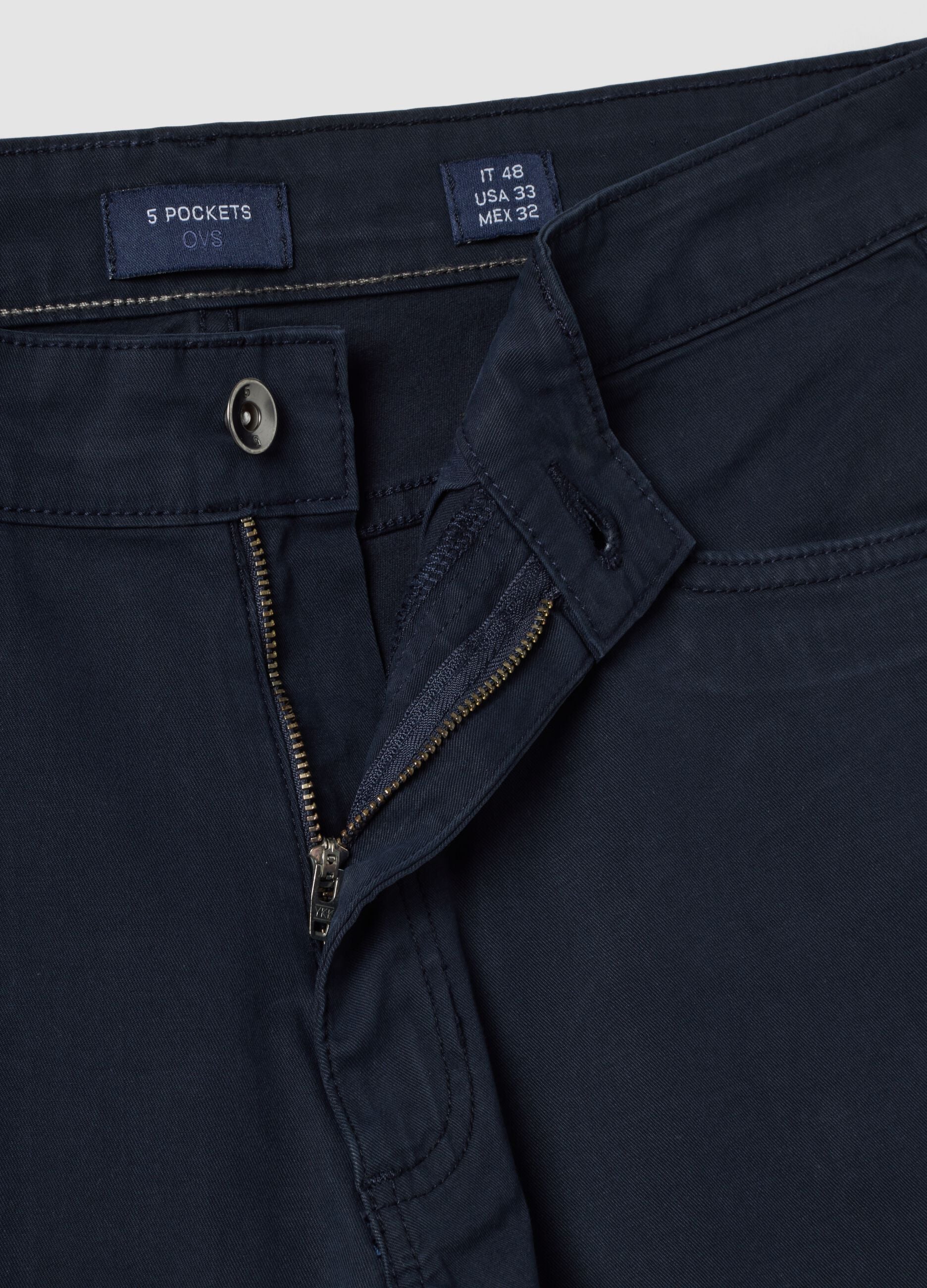 Blaue Slim-Fit Five-Pocket-Hose aus Stretch-Baumwolle