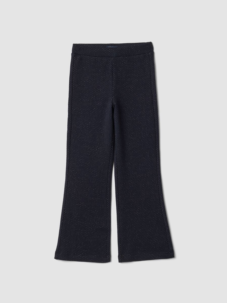 Blue flared stretch cotton leggings_0