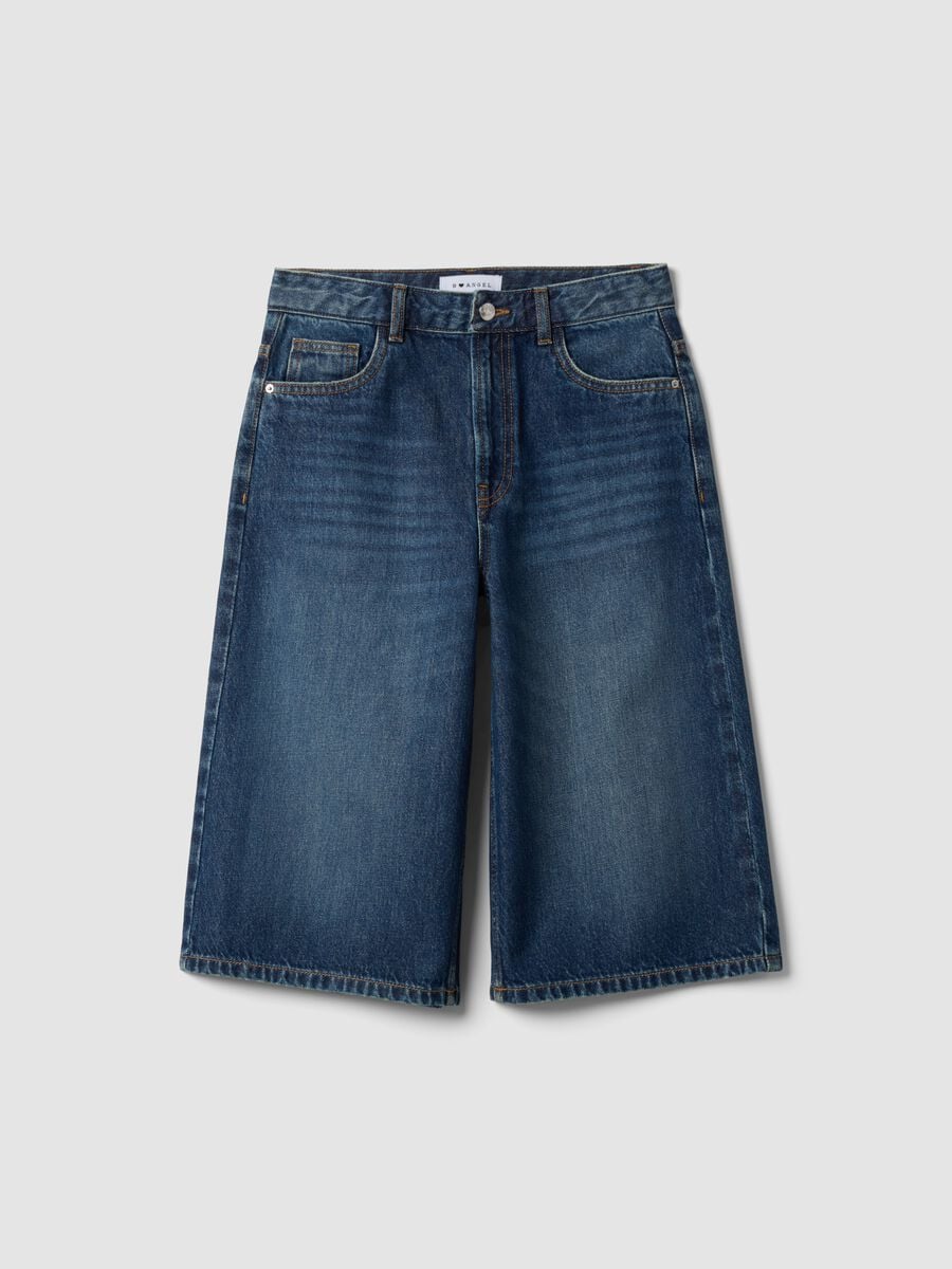 Baggy Shorts aus blauem Denim aus reiner Baumwolle_0