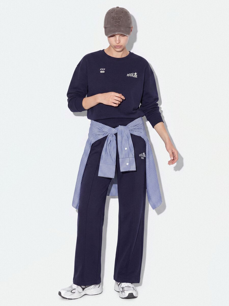 Blue cotton-blend straight-fit joggers_0