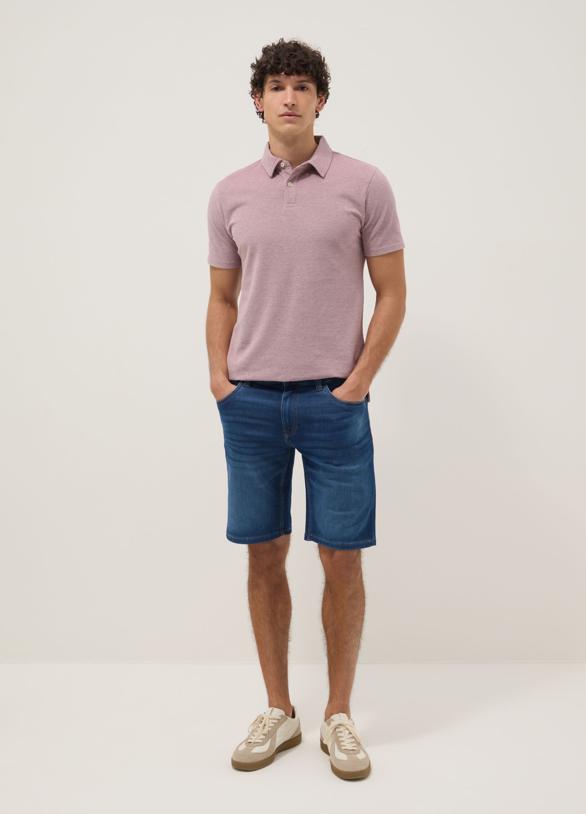 Blaue Stretch-Denim-Baumwollmischung Slim Fit Shorts