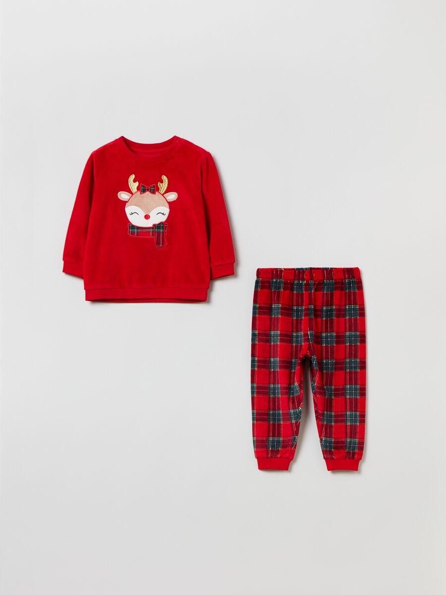 Velour pyjamas with reindeer patch_0