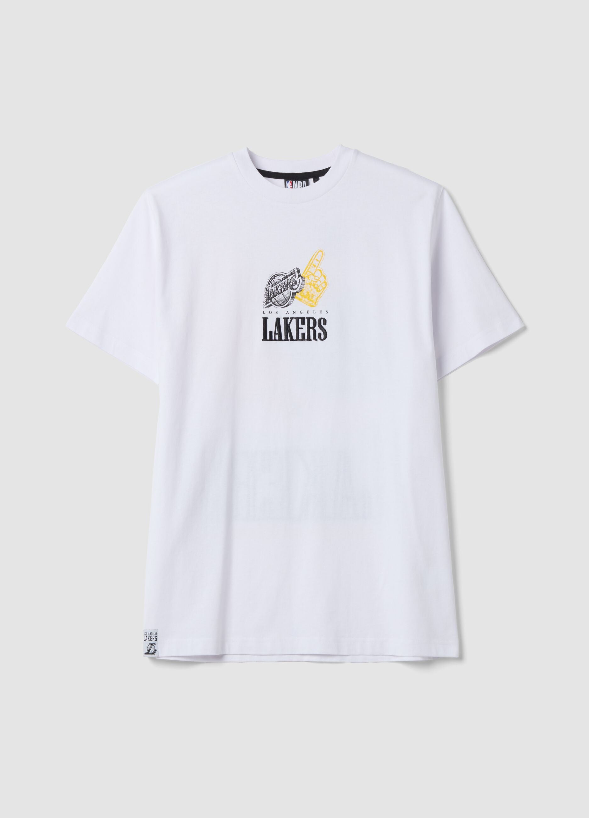White pure cotton T-shirt with Lakers print