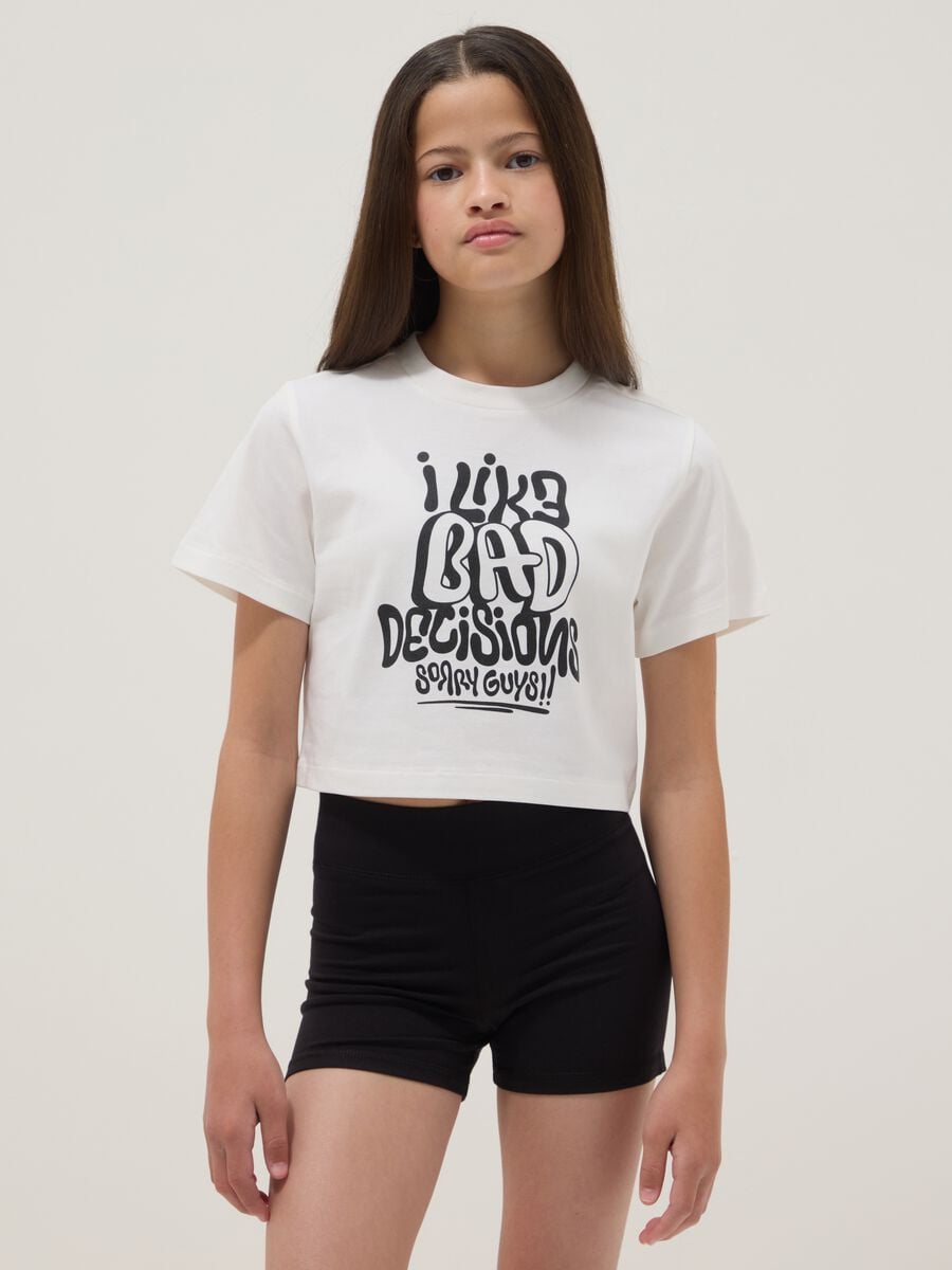 White organic cotton set with T-shirt and shorts_0