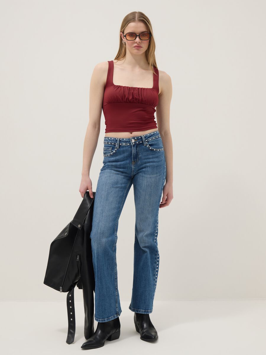 Rotes Regular-Fit-Tanktop aus Stretchmaterial mit Falten_1