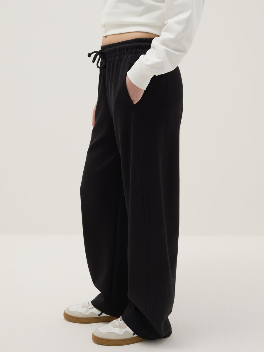 Baggy trousers in stretch cotton black_3