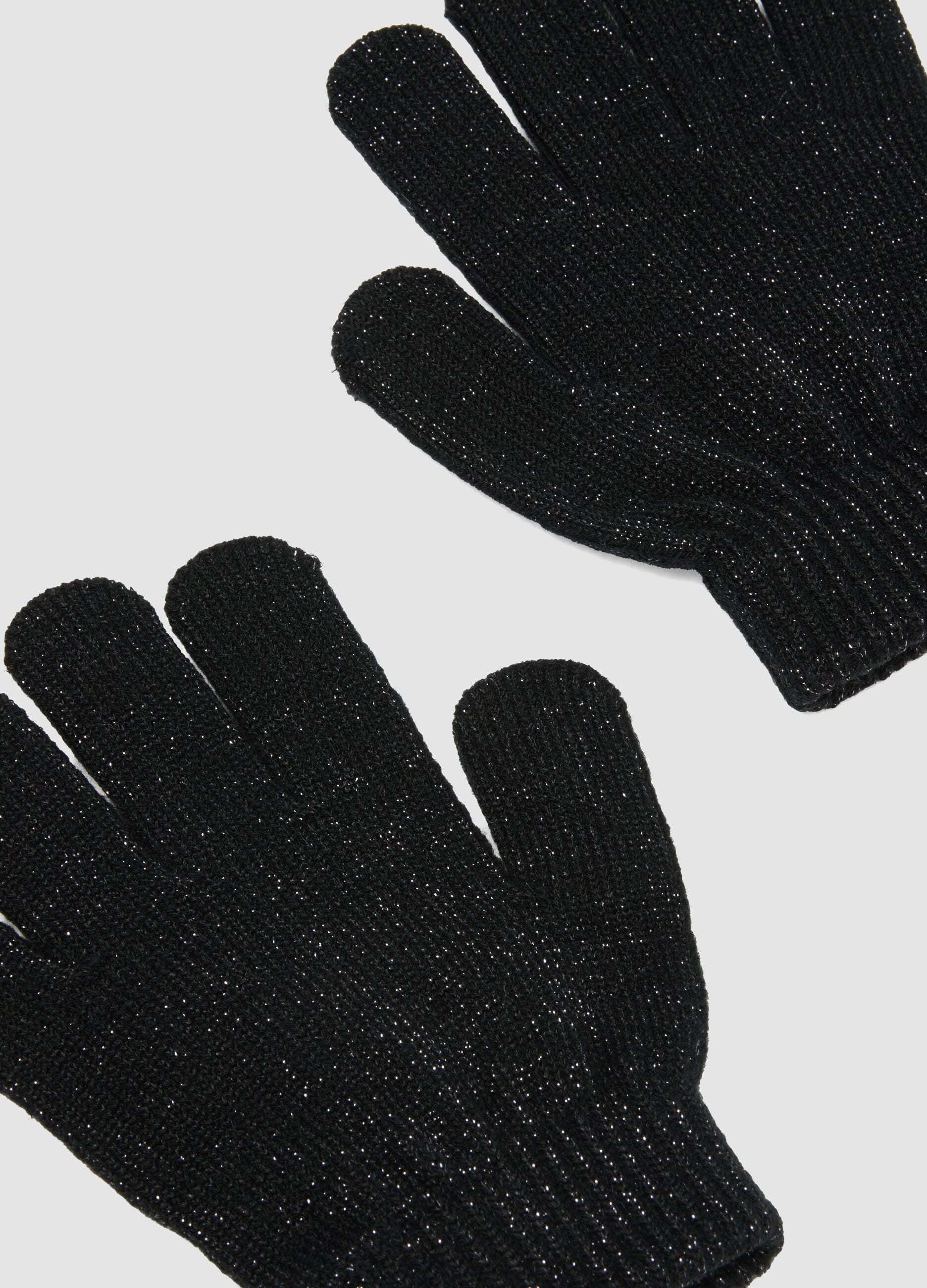 Schwarze Stretch-Handschuhe mit Glanzf&auml;den