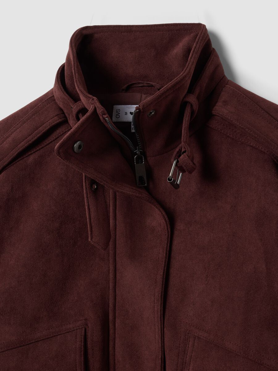 Brown stretch-fabric high-neck jacket, regular fit_6
