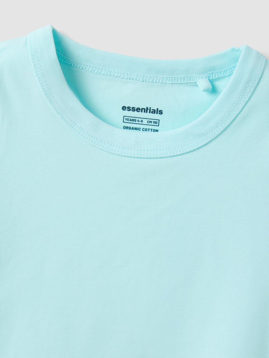 Girls&rsquo; light blue stretch cotton T-shirt, regular fit_3