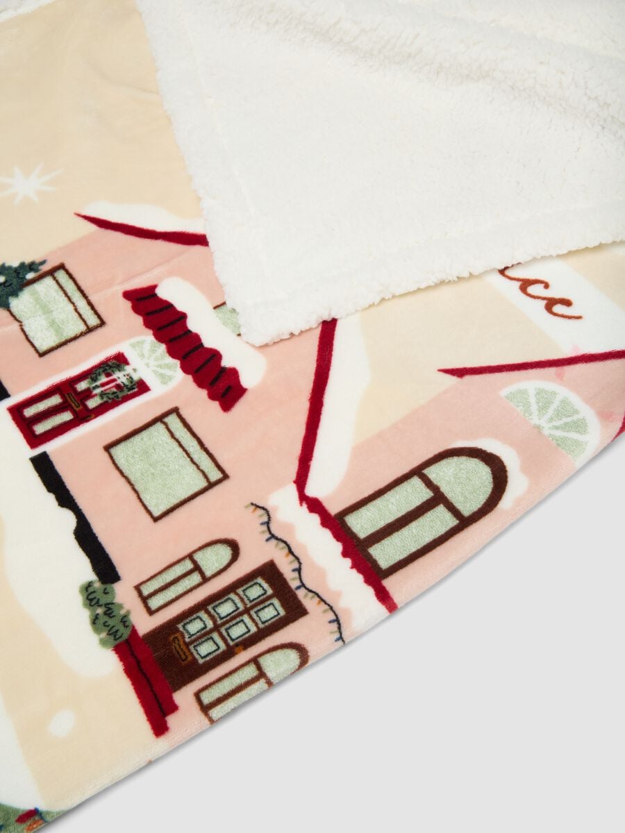 Coperta rosa e bianco con stampa natalizia_2