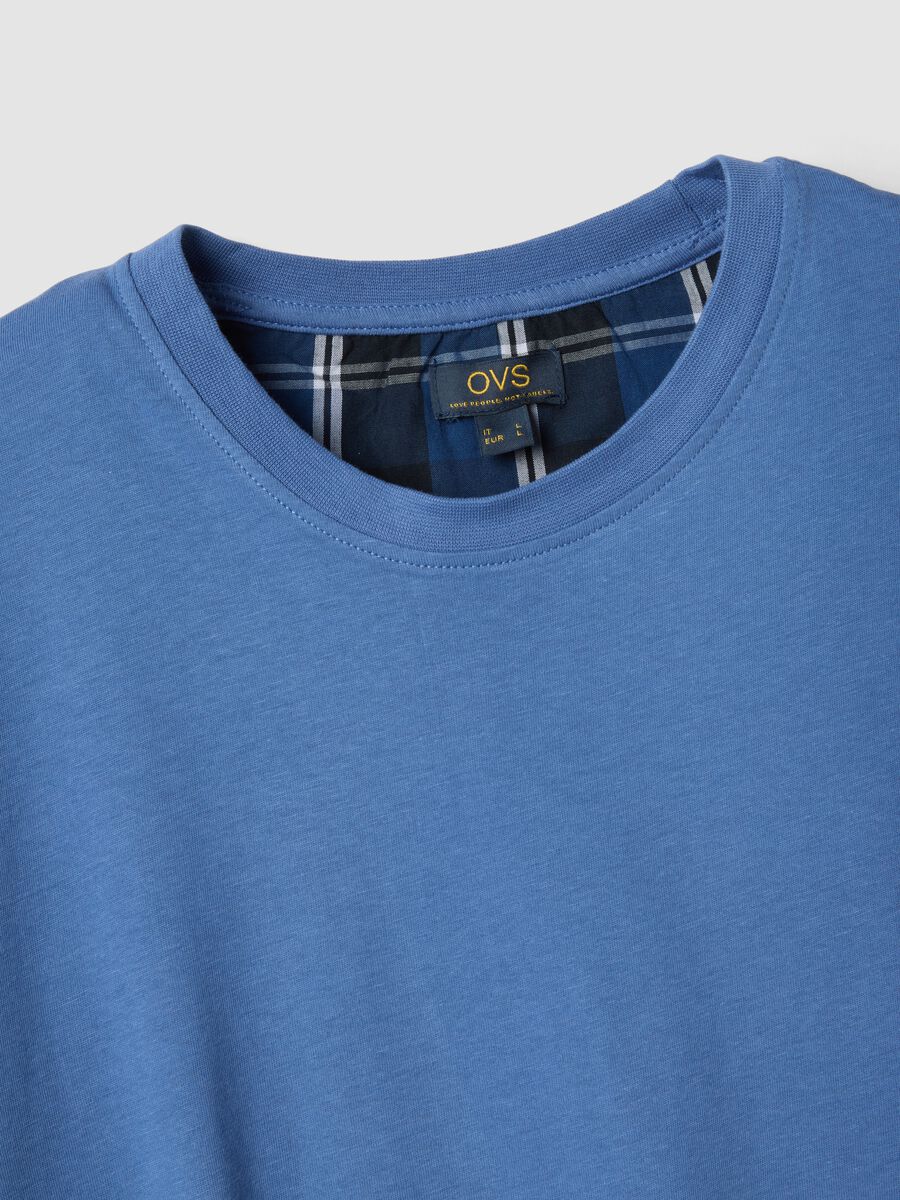 Regular fit short blue checked pure cotton pyjamas_1