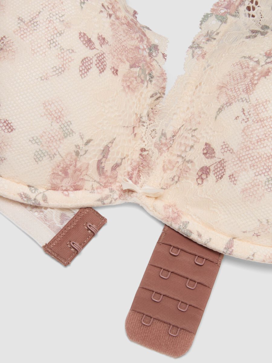 Reggiseno bralette beige imbottito in tessuto elasticizzato con pizzo floreale_1