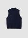 Blue wool-blend gilet with raised collar, regular fit_4