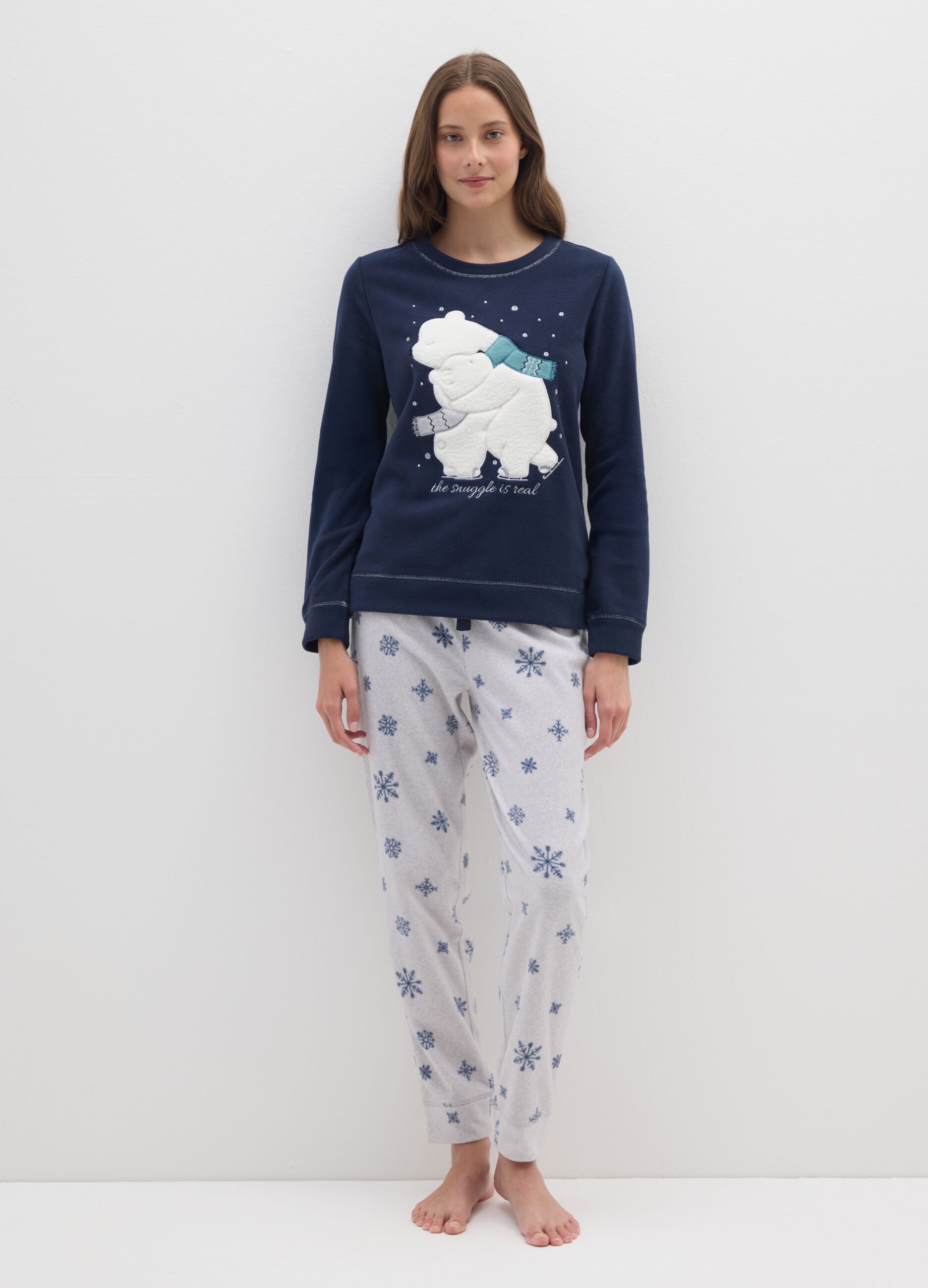 Multicolour blue regular fit pyjamas with print