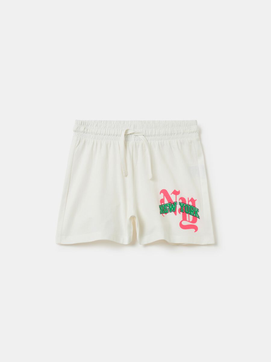 Jersey shorts with print and drawstring_0