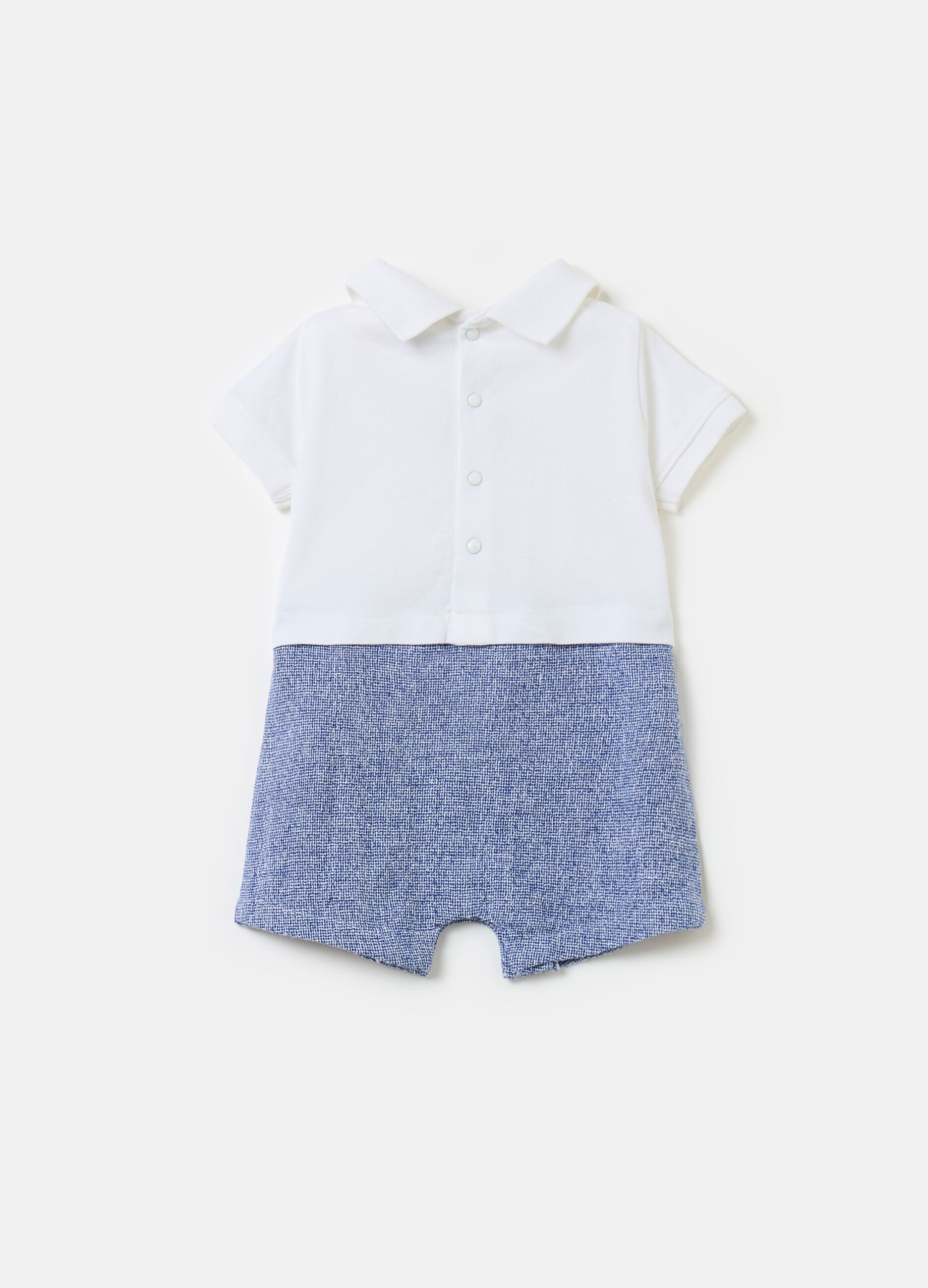 Cotton and linen romper suit with embroidery