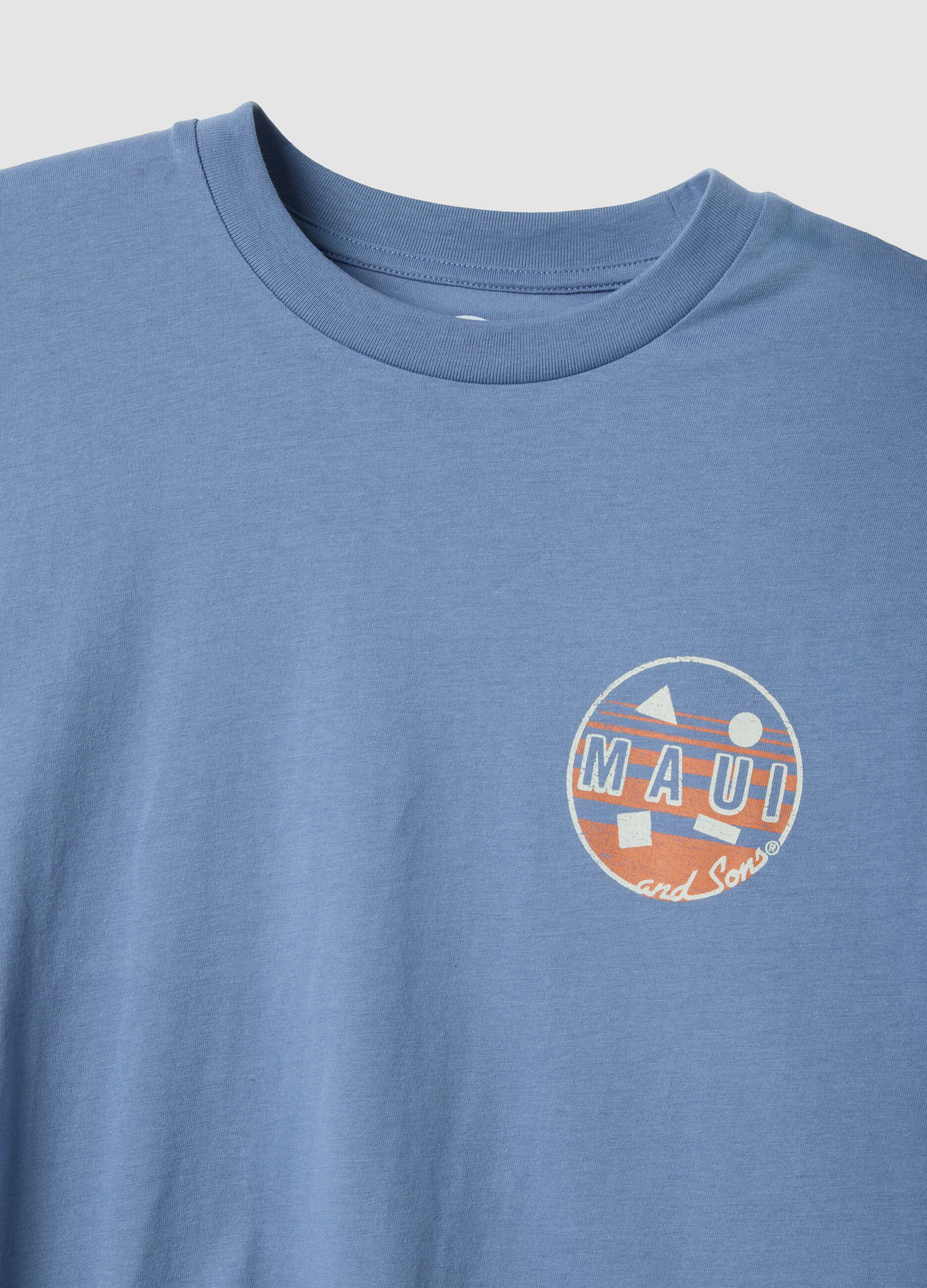 Light blue pure cotton T-shirt with print