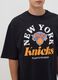 T-shirt noir en pur coton avec imprim&eacute; New York Knicks_2