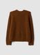 Brauner Regular-Fit Pullover aus gerippter Stretchwolle_6