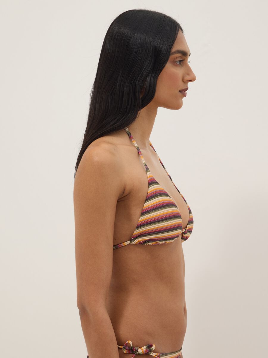 Triangel-Bikini-Top aus elastischem Stoff mit bunten Streifen_3