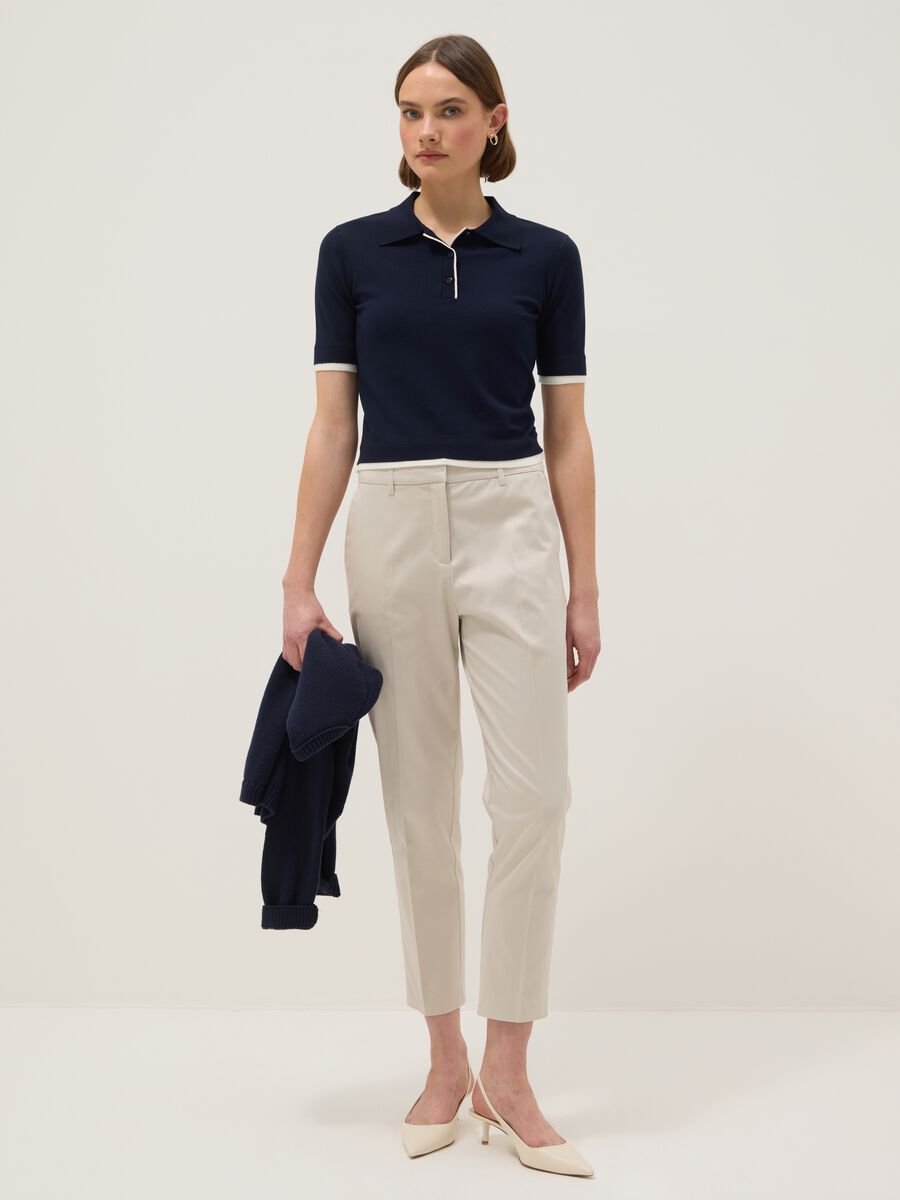 Blue regular fit viscose blend polo_1