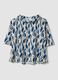 Multicoloured stretch cotton top with soft collar_0