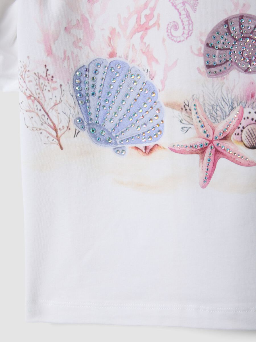 White stretch cotton T-shirt with puff sleeves_3