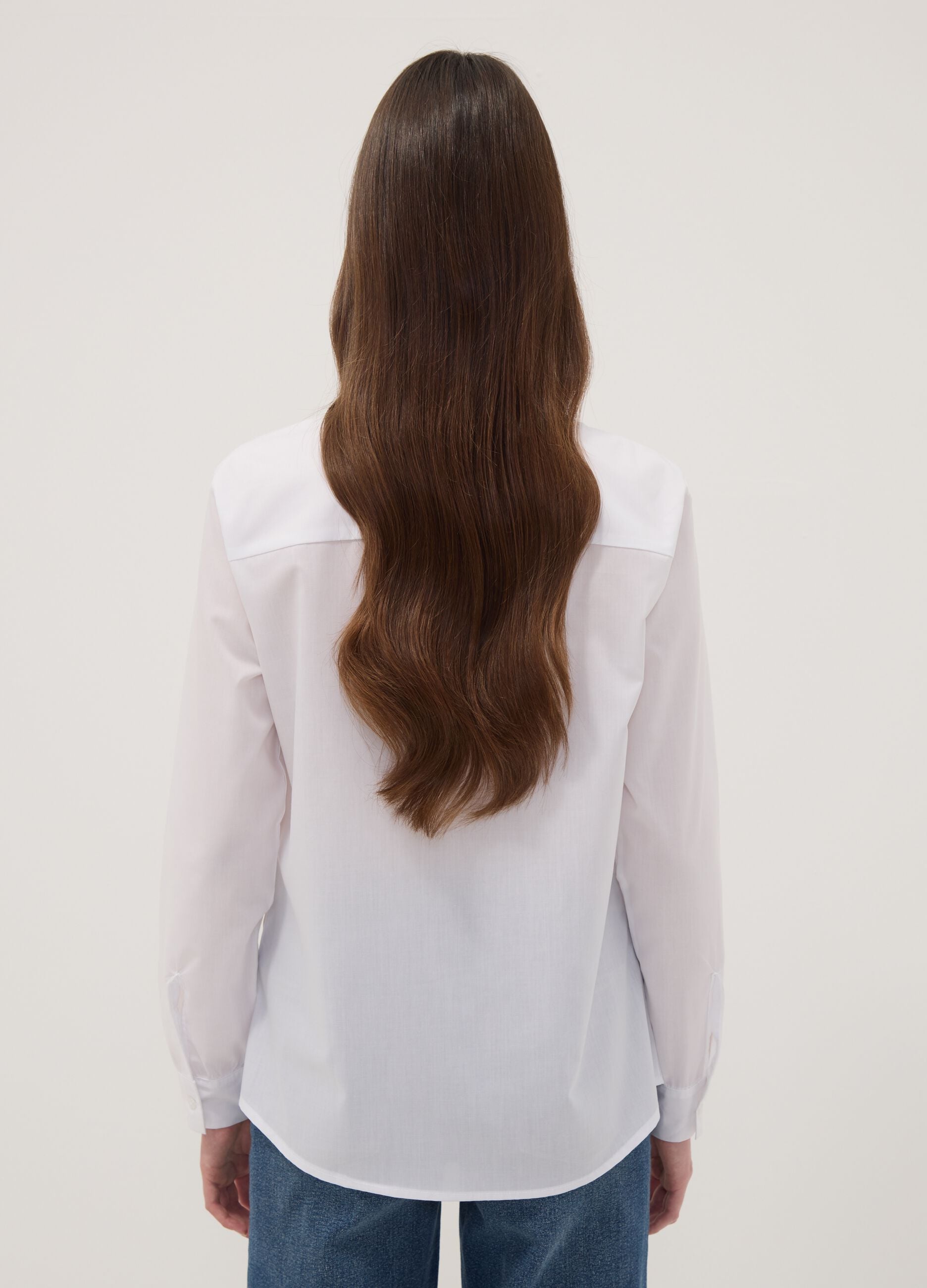 White long-sleeve slim-fit shirt