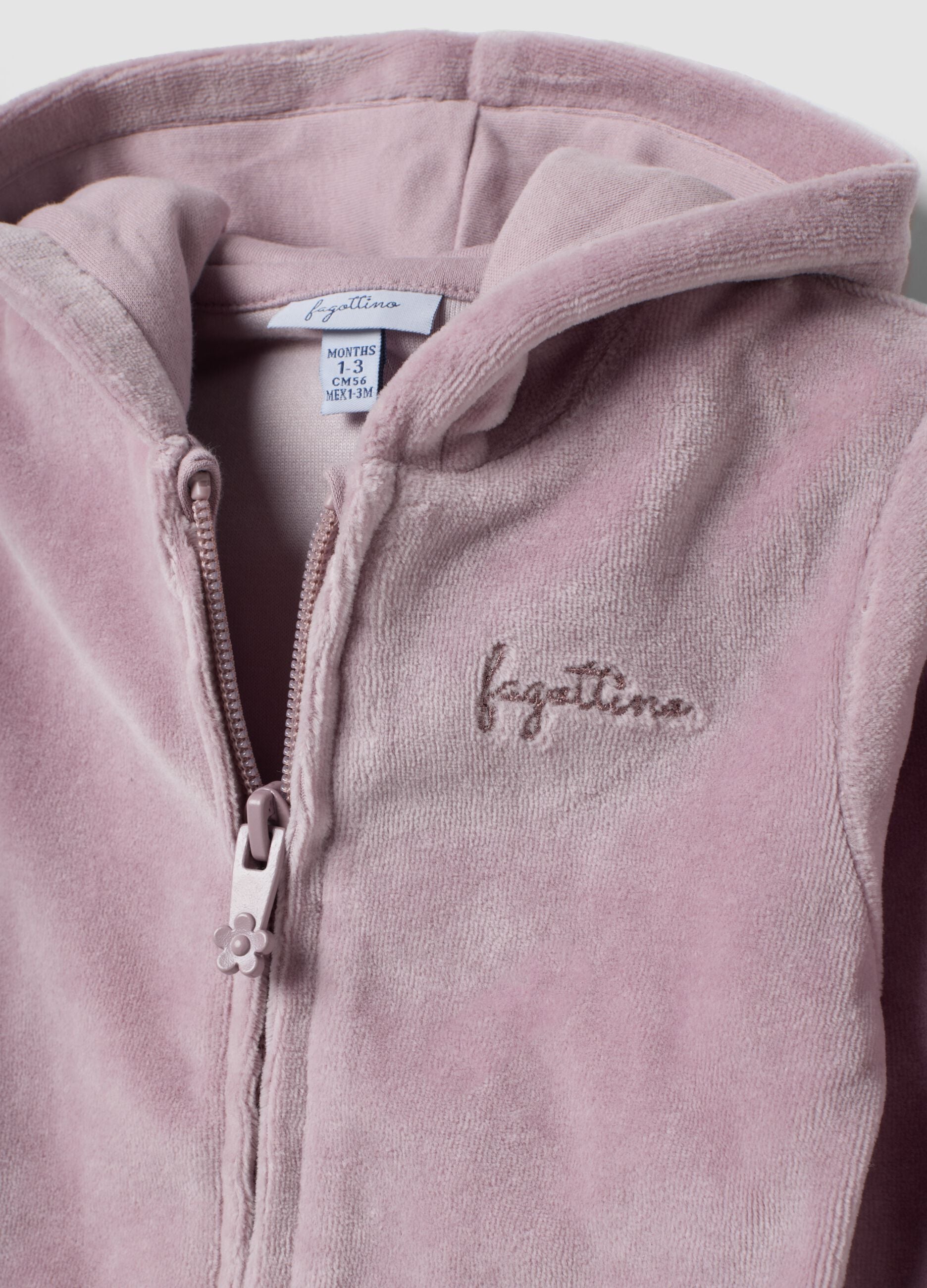 Conjunto rosa em mistura de algod&atilde;o org&acirc;nico com sweatshirt e cal&ccedil;as