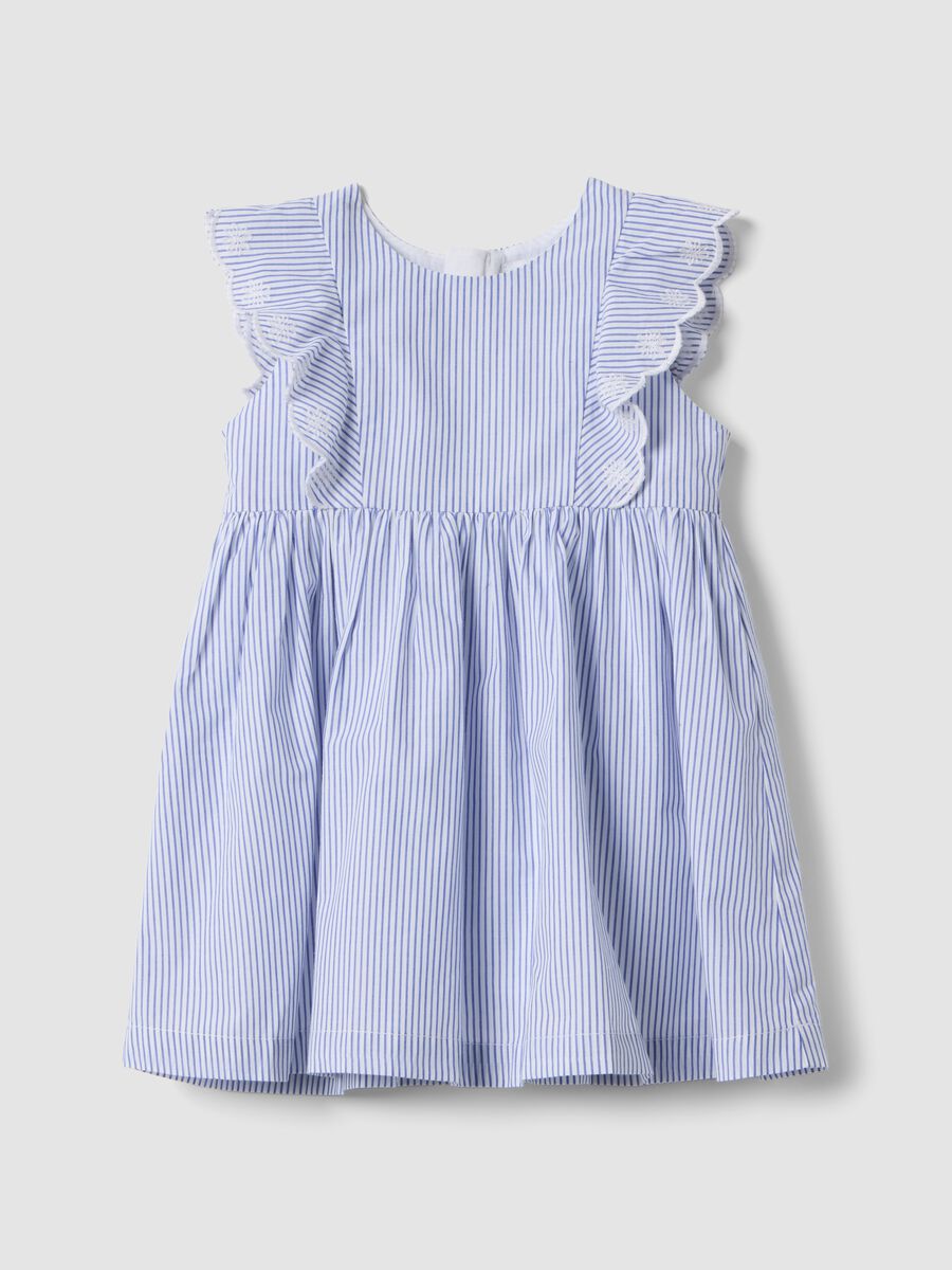Girls' regular fit multicolour striped pure cotton dress_0