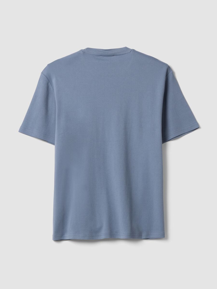 Blue pure cotton relaxed-fit short-sleeve T-shirt_1