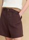 Brown linen-viscose blend shorts_3