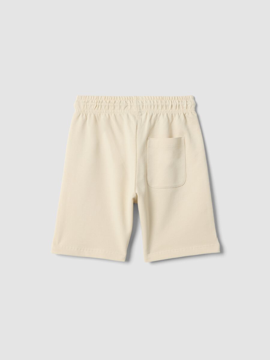 Regular fit beige pure cotton shorts for boys_1