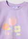 Girls' regular fit violet pure cotton T-shirt with floral print_2