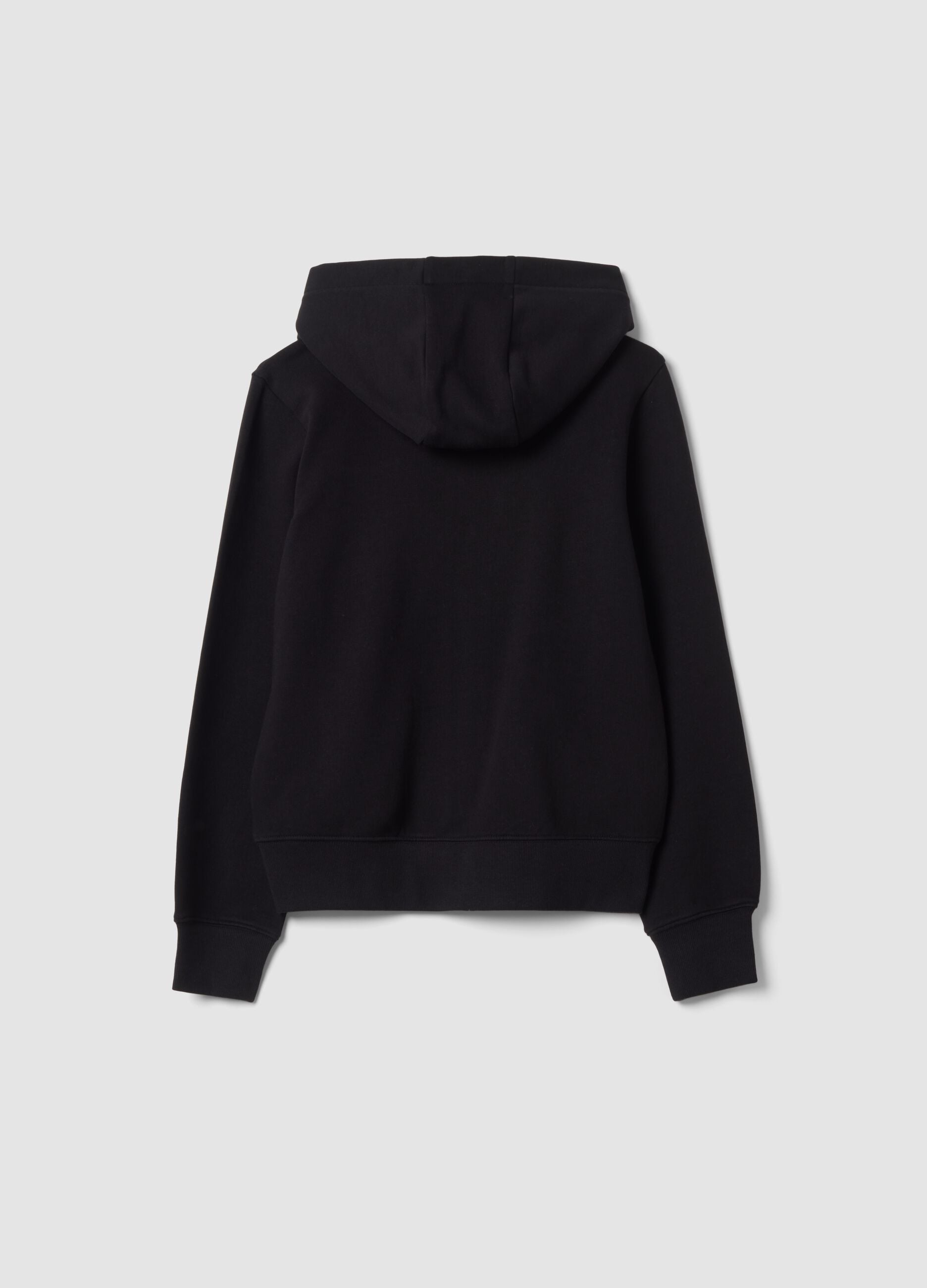 Felpa nera in puro cotone organico con cappuccio e stampa stella regular fit