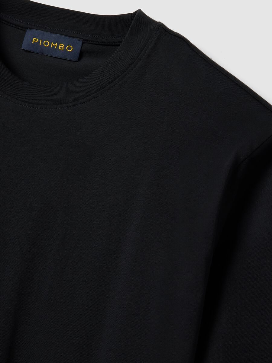 Schwarzes Herren-T-Shirt mit Rundhals aus reiner Baumwolle, Relaxed Fit_5