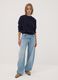 Blauer Rundhals-Pullover aus elastischer Wolle_1