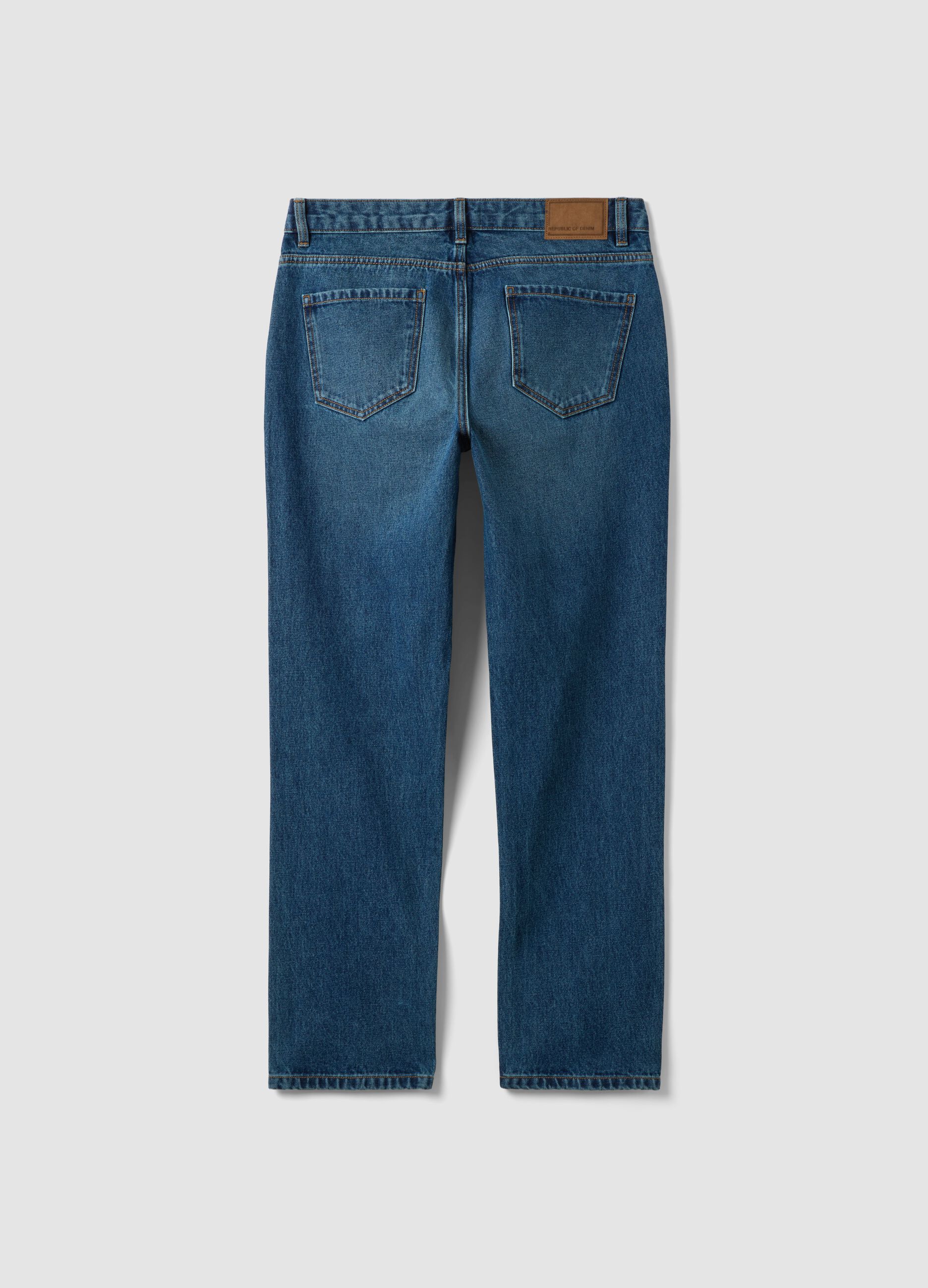 Blue denim jeans in pure cotton, regular fit