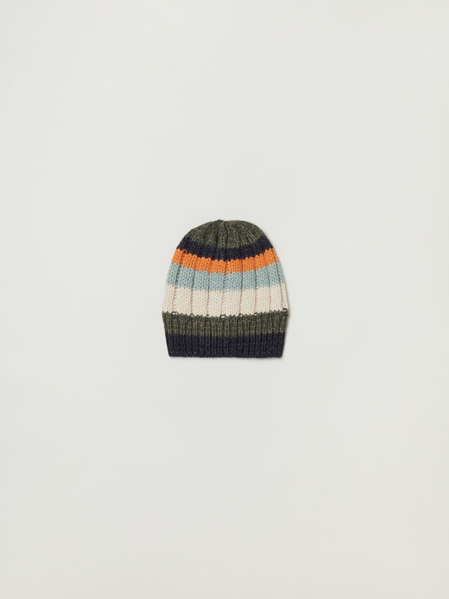 Multicoloured striped ribbed hat_0