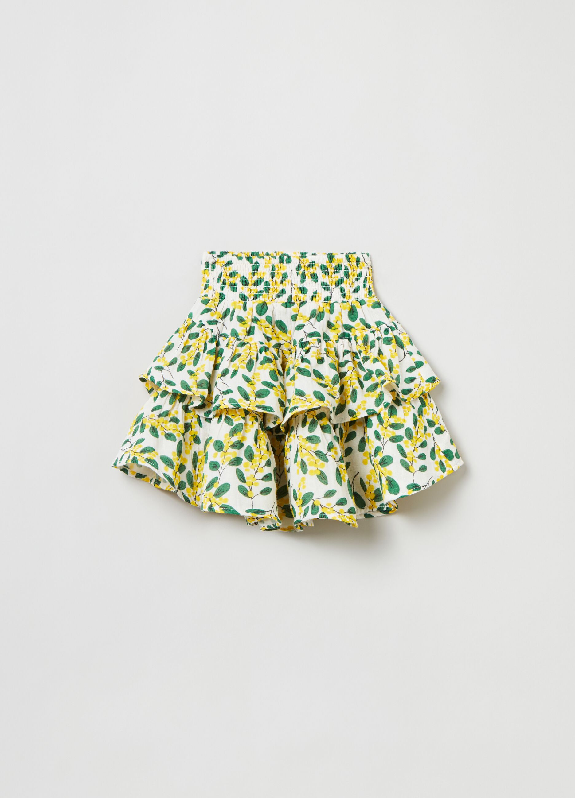Tiered skirt with mimosa print_0