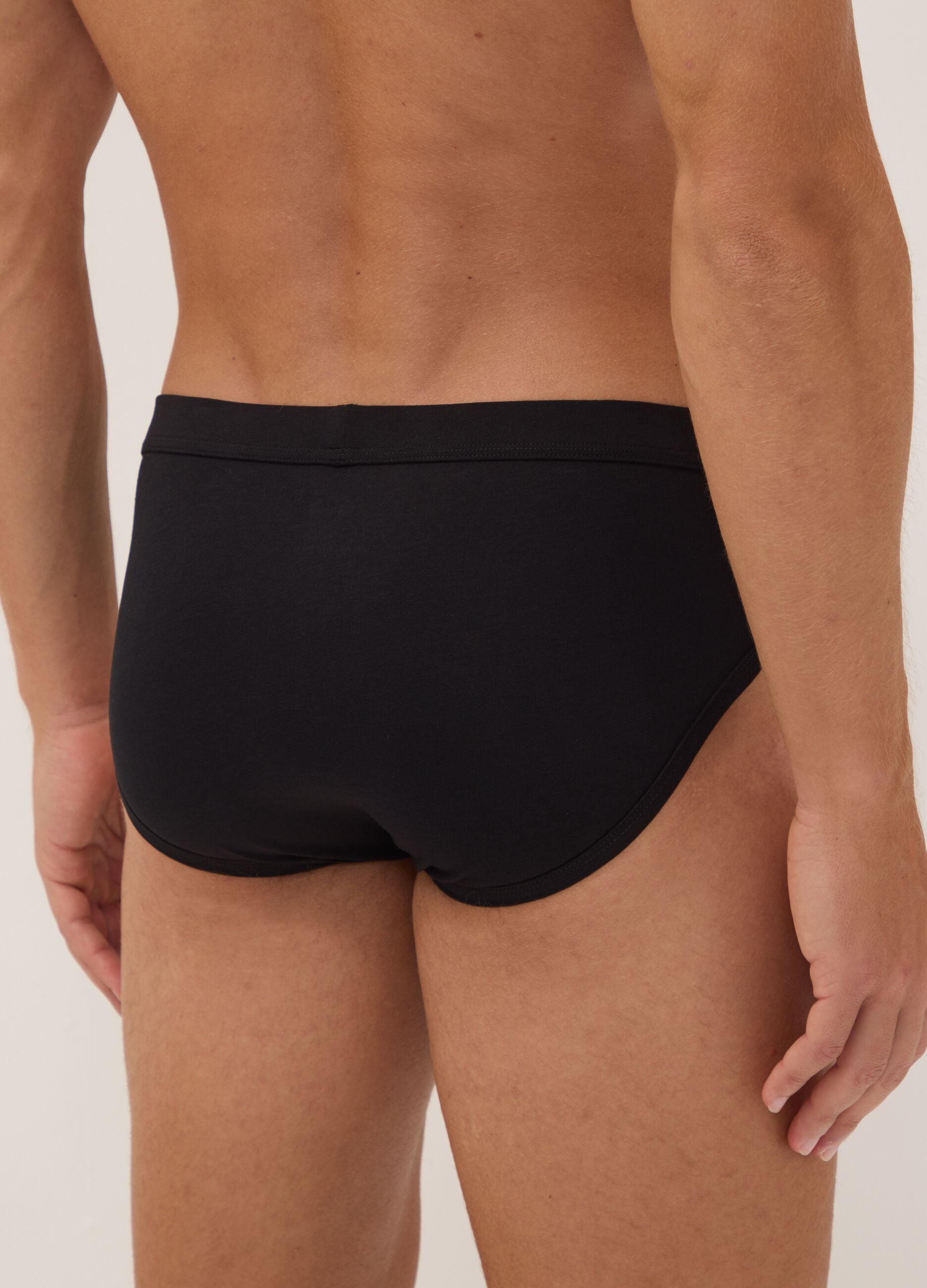 3er-Pack schwarze Slips aus extrafeiner Stretch-Baumwolle