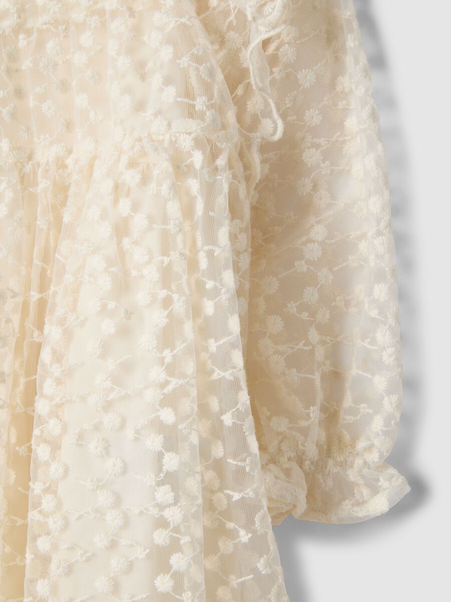 Girl's regular fit long beige cotton-blend dress_2