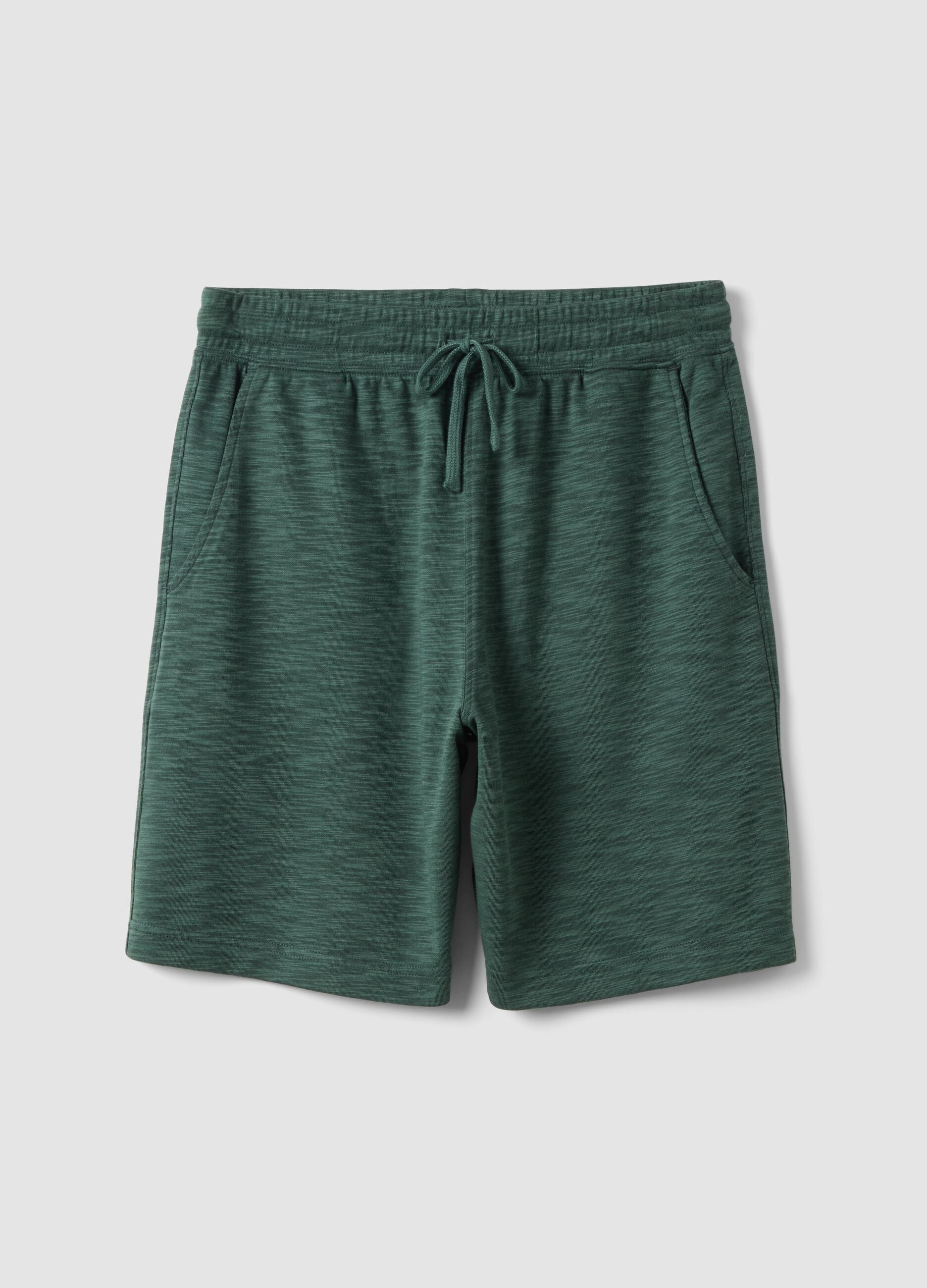 Cal&ccedil;&otilde;es de pijama verdes em mistura de algod&atilde;o, regular fit