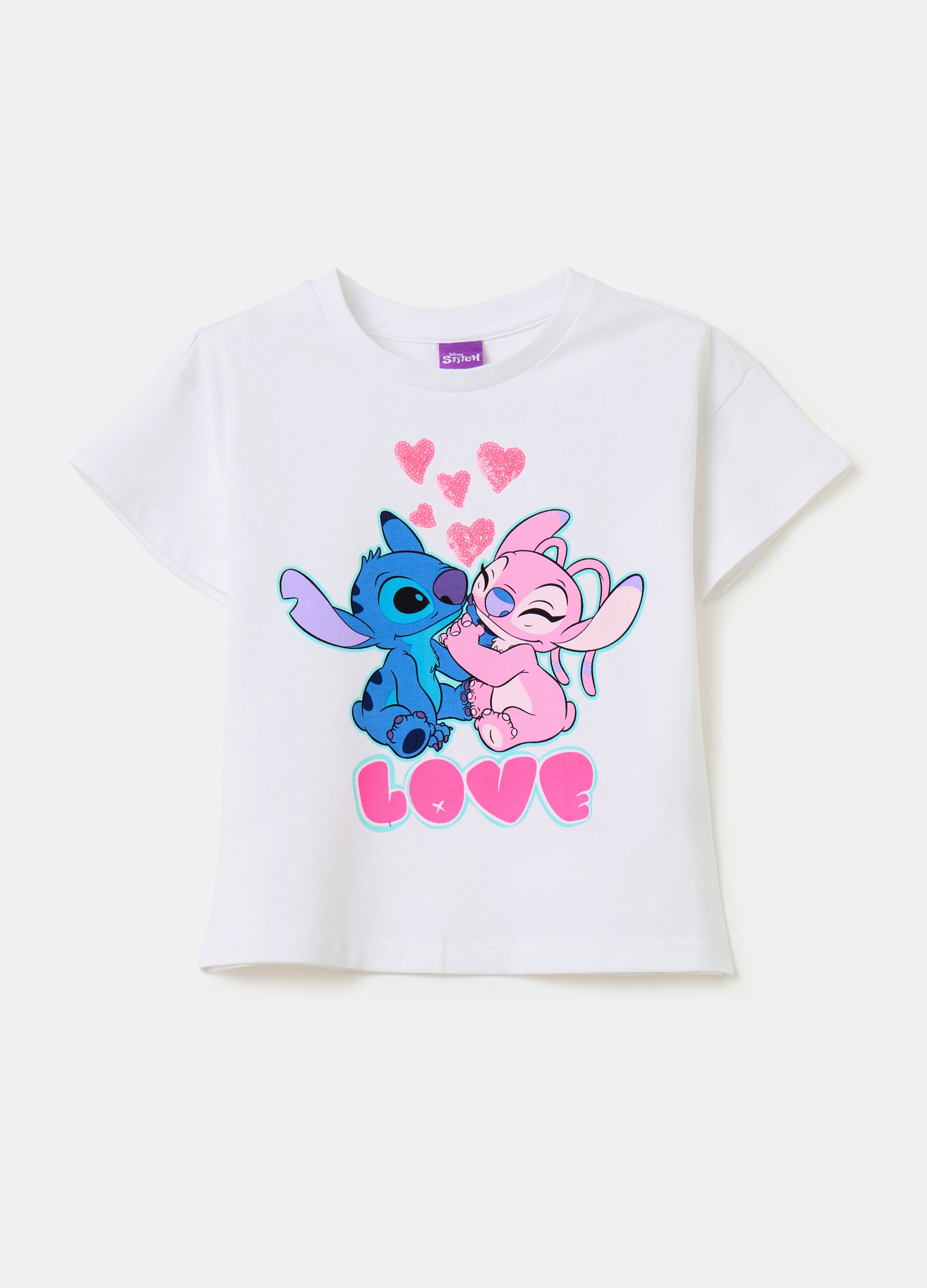 T-shirt with Angel and Stitch print