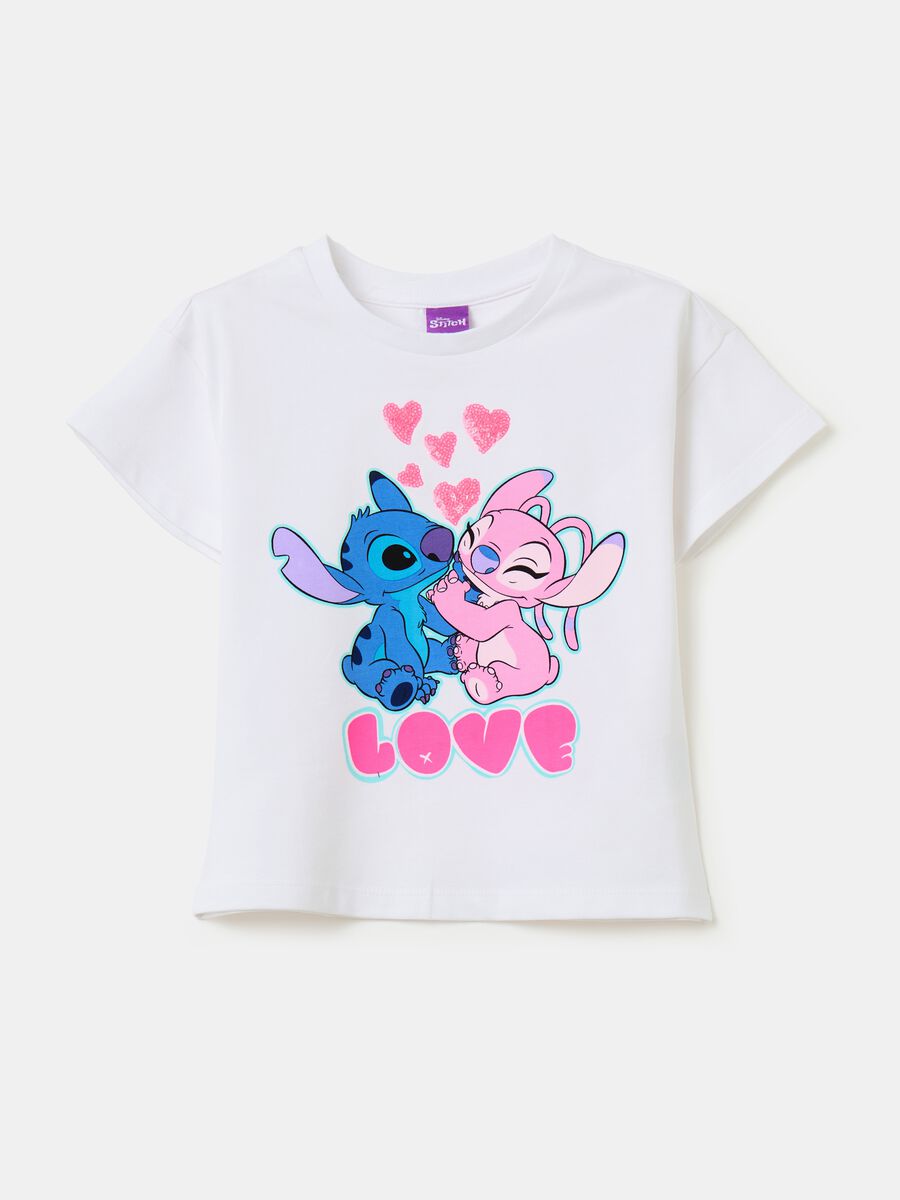 T-shirt with Angel and Stitch print_0