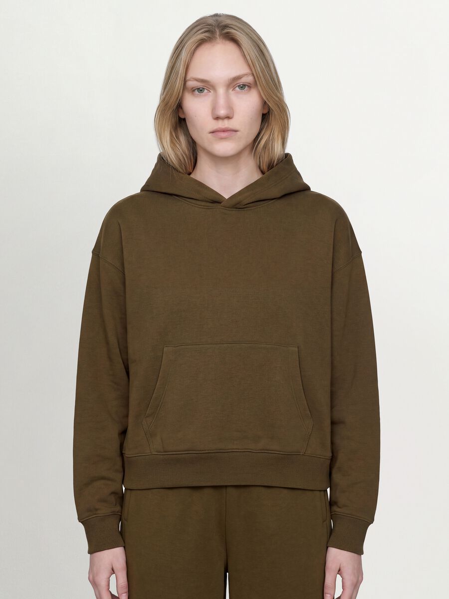 Green cotton-blend hoodie in a regular fit_0