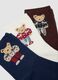 Multicolour stretch organic cotton three-pack socks with teddy bear_2