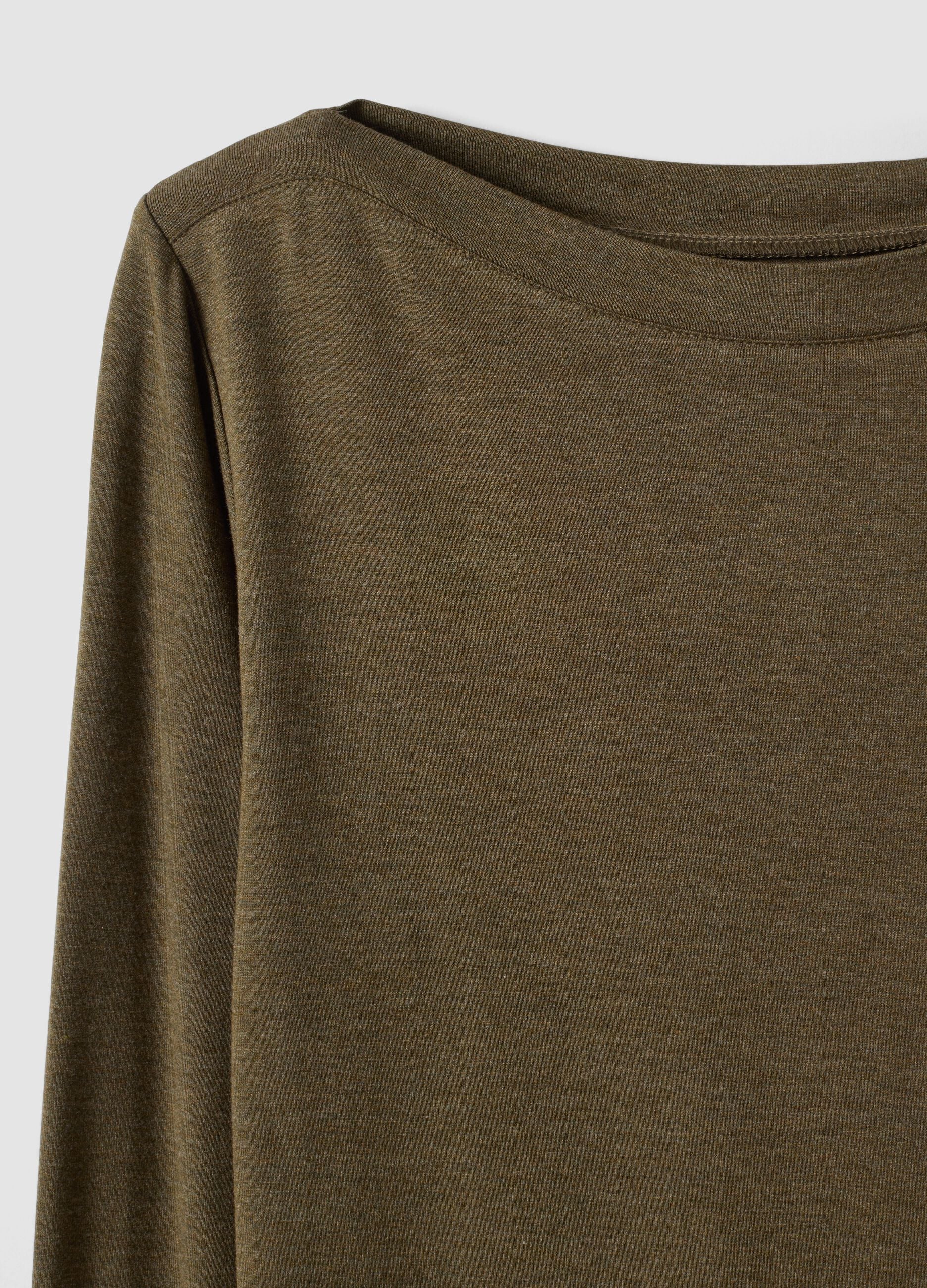 Gr&uuml;nes Slim-Fit-T-Shirt aus elastischer Viskose