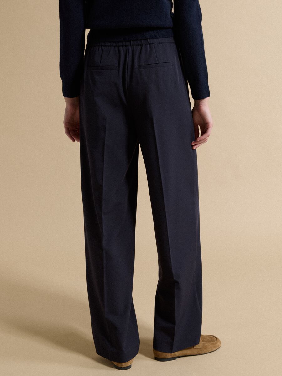 Navy stretch viscose formal trousers, regular fit_3