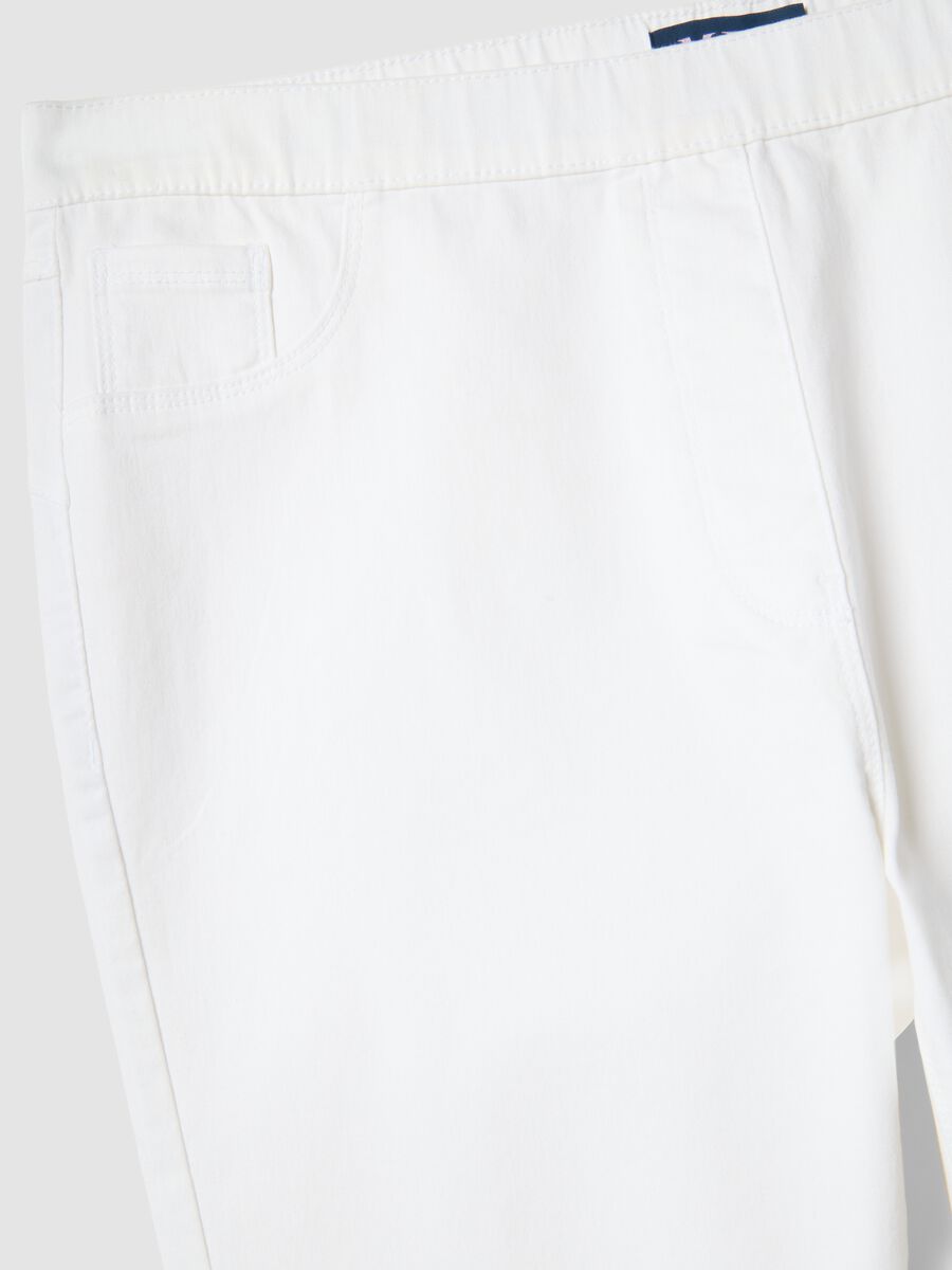 White slim fit stretch cotton blend trousers_5